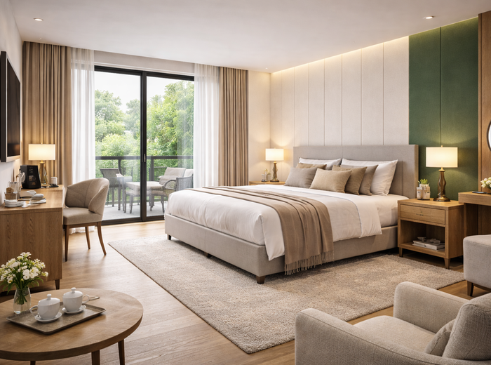 Pokój hotelowy z panelami STRAMA