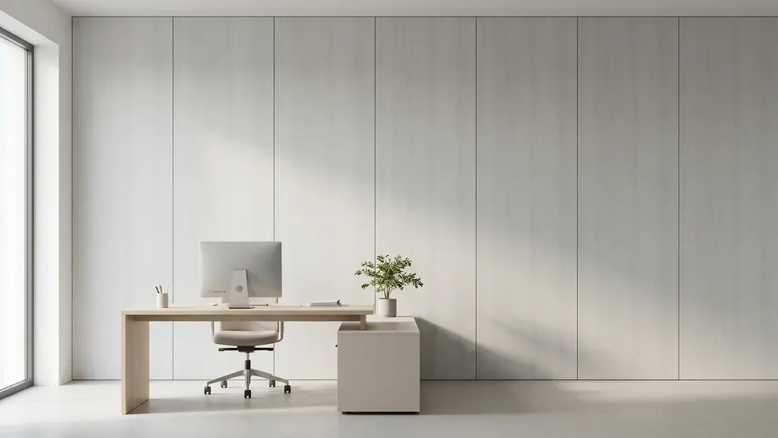 Panele ultra lekkie STRAMA · pawilon modułowy w dekorze White Pine PAP LI (wizualizacja)